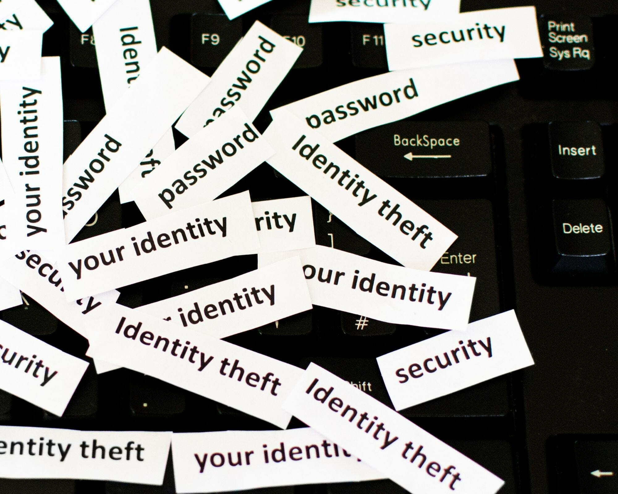 Passwords on a keyboard, internet safety, identity theft, security. Password security: staying safe online is important.