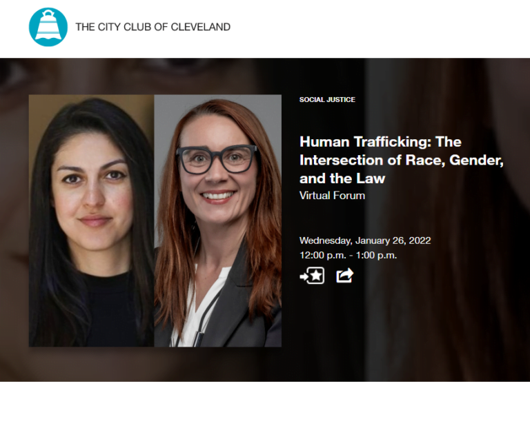 Human Trafficking: The Intersection of Race, Gender, and the Law: The City Club of Cleveland