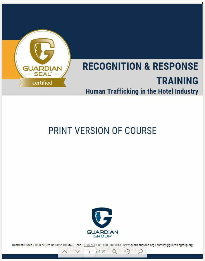 Hotel Training from Guardian Group: Print version of the course