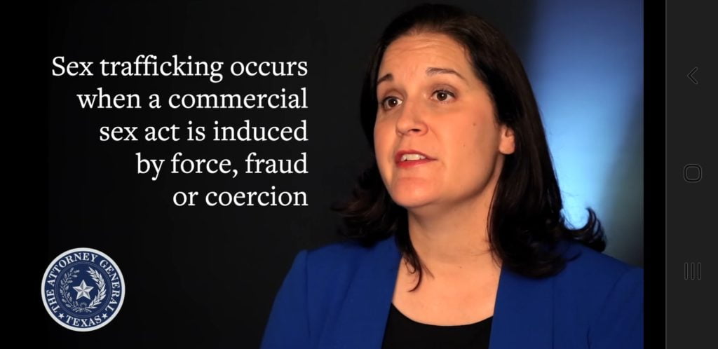 Image of Texas Attorney General Hotel Certificate Training's Cara Pierce from the REVIEW: Com­mer­cial Lodg­ing Train­ing Video "HUMAN TRAFFICKING: HOW HOTEL EMPLOYEES CAN MAKE A DIFFERENCE" from Texas Attorney General Ken Paxton
