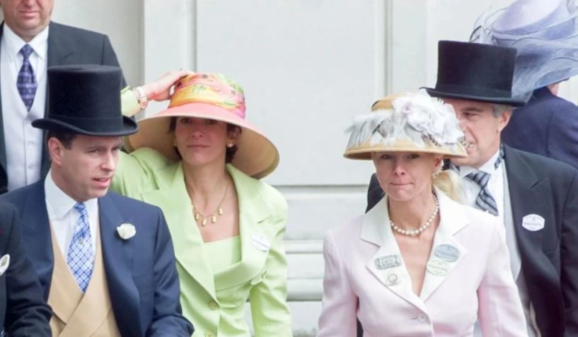 Prince Andrew Ghislaine Maxwell and Jeffrey Epstein pictured together on Ladies Day at Ascot