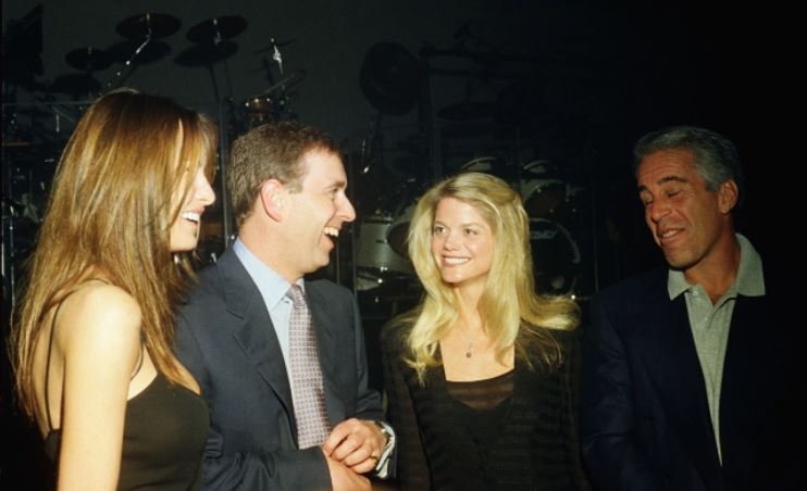 Prince Andrew talks with Jeffrey Epstein at a party at Mar-a-Lago - Ghislaine was also present at the event in February 2000