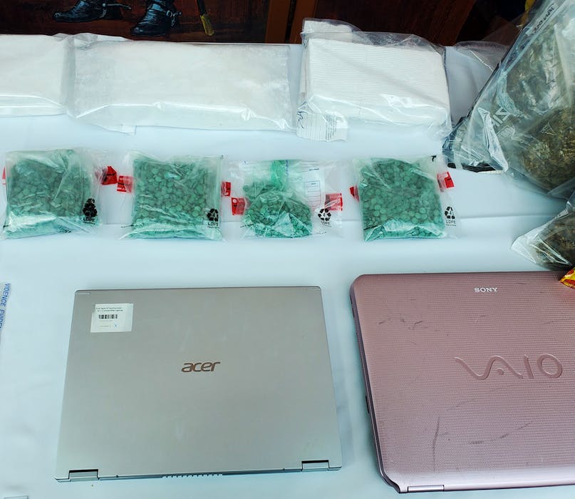 Drugs and electronic devices seized as part of the Project Badminton investigation. - Tara Bradbury