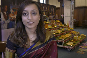 Thursday, November 7, 2019 - Annakut (Mountain of Food) set up in NJ State House for Diwali. The annakut, one of the significant aspects of Diwali, is an annual offering to God to ask for a propserous and positive new year. Pooja Raval representative of BAPS Shri Swaminarayan Mandir, Robbinsville, which hosted the event, says, "Diwali is the festival of lights and it signifies the triumph of good over evil bringing light into the darkness that pervades our world. Families get together during the days that lead up to Diwali and bring out these old traditional recipes that are passed down from generation to generation."