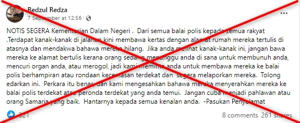 Warning message on ‘organ-trafficking gangs’ is fake, Malaysian police say