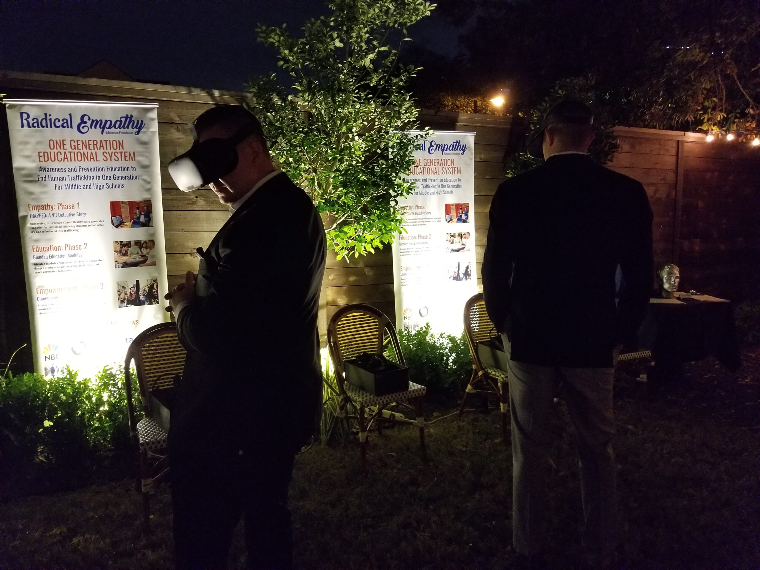 The VR technology can be used indoors and outdoors, even in low light. This was at a Black Tie Boxing event in Houston, Texas, 2019
