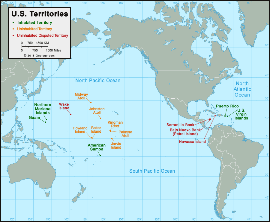 Map of United States territories with names
