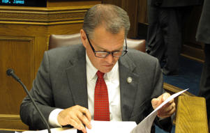 State Rep. Alan Seabaugh (R-Shreveport) looks through tax proposals ahead of a hearing of the House Ways and Means Committee, on May 9, 2017, in Baton Rouge.