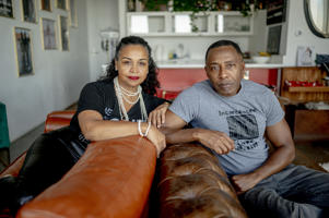 Fox Richardson and her husband Rob Richardson in their New Orleans home on Nov. 3, 2022.